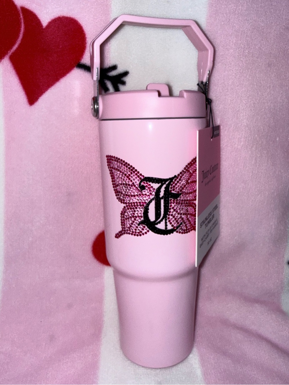 NWT Juicy Couture Pink Rhinestone Stainless Steel Tumbler, 30 oz